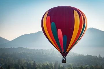 Door stickers Balloon Colorful hot air balloon over Grants Pass Oregon on a beautiful summer morning
