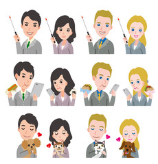 ビジネスマンとビジネスウーマンの表情のイラスト