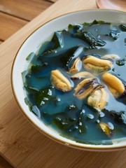  Korean food mussels seaweed soup