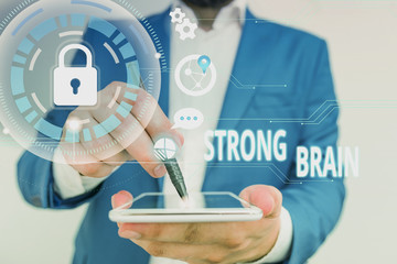 Handwriting text Strong Brain. Conceptual photo own firm attitudes and opinions and are not easily...