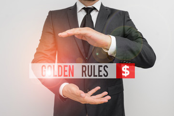 Text sign showing Golden Rules. Business photo text basic principle that should always follow to ensure success