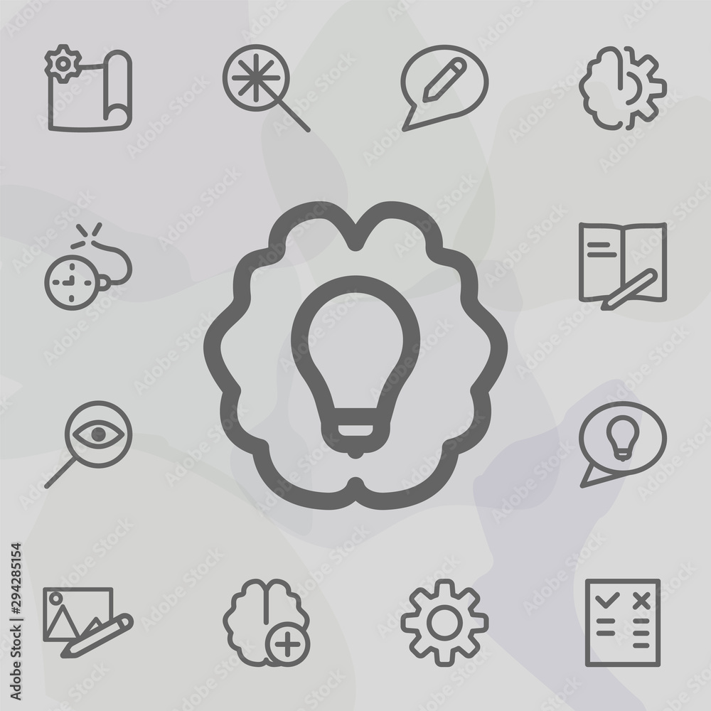 Poster lamp brain icon. universal set of mix for website design and development, app development