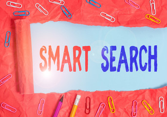 Text sign showing Smart Search. Business photo showcasing tool used in recording software for searching based on motion