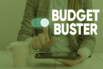 Handwriting text Budget Buster. Conceptual photo Carefree Spending Bargains Unnecessary Purchases...