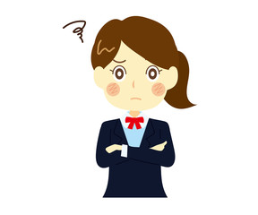 悩む女性、女子高生