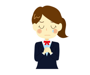 いじめにあって泣く女性、女子高生