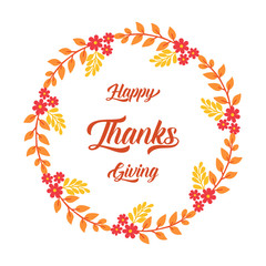 Poster thanksgiving, with pattern of autumn leaves frame. Vector