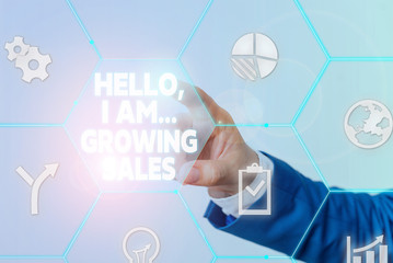 Handwriting text Hello I Am Growing Sales. Conceptual photo Making more money Selling larger...