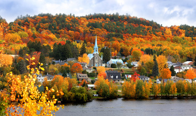 Fototapeta premium Kościół w mieście Grandes Piles, Quebec, Kanada