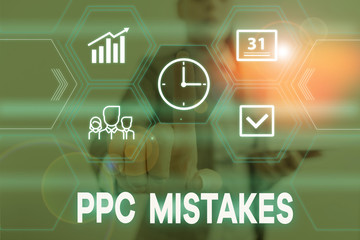 Conceptual hand writing showing Ppc Mistakes. Concept meaning judgment that is misguided or wrong...