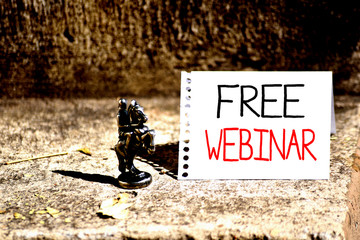 Word writing text Free Webinar. Business photo showcasing free workshop or seminar that is...