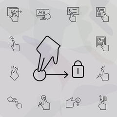 Lock, finger, security icon. Universal set of touch gesture for website design and development, app development