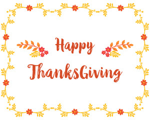 Design card thanksgiving, with wallpaper of autumn leaves frame. Vector