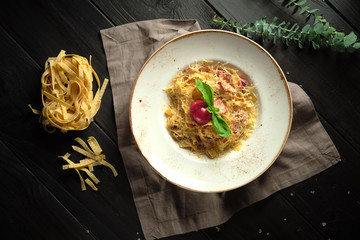 Carbonara pasta . catering menu