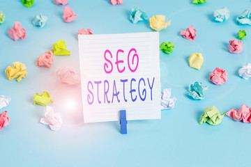 Conceptual hand writing showing Seo Strategy. Concept meaning procedures that aim to increase the...