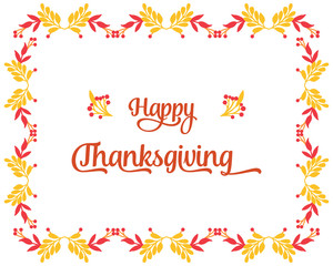 Design card thanksgiving, with wallpaper of autumn leaves frame. Vector