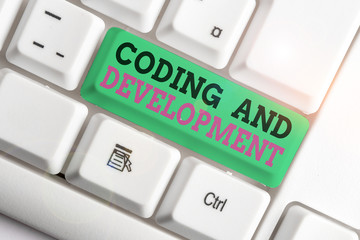 Handwriting text writing Coding And Development. Conceptual photo Programming Building simple...