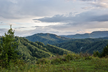 landscape with mountains and clouds