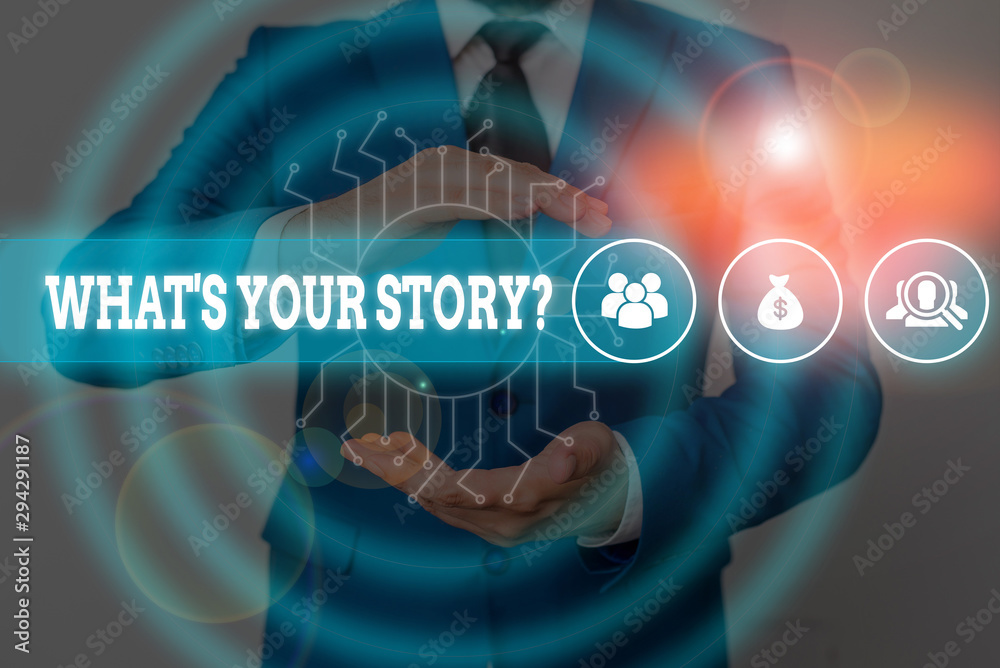 Fototapete handwriting text writing what s your story question. conceptual photo relate something about yoursel
