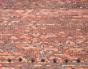 Brick Wall with Metal Squares