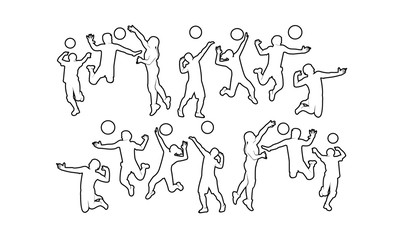 volley ball line athlete logo silhouette vector template
