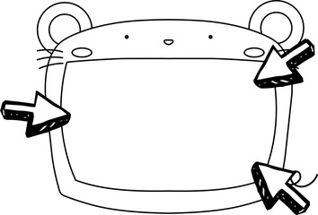 Cute mouse whiteboard outline