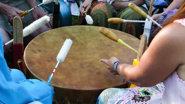 Sacred drums at spiritual singing group.