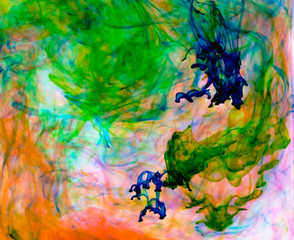 Naklejka na ściany i meble Food color drop and dissolve in water for abstract and background.