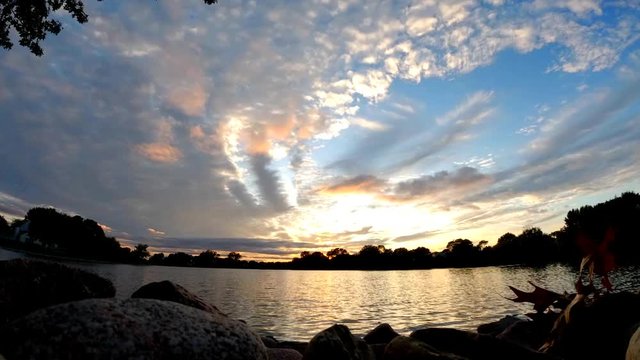 Timelaps at the Lake with sunset
