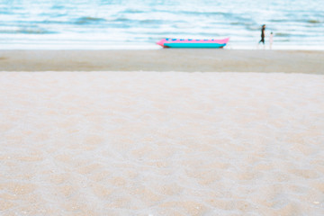 Fototapeta premium Sand beach with banana boat background.