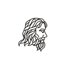 Zeus Triton Neptune King Face with Beard and Mustache logo design