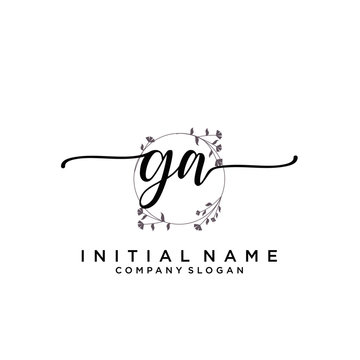 GA Beauty Vector Initial Logo, Handwriting Logo.