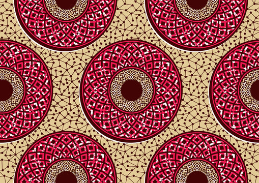 Circle african fashion seamless pattern ornament in vibrant colours., picture art and abstract background, vector illustration file EPS10. 