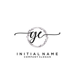 GE Beauty vector initial logo, handwriting logo.