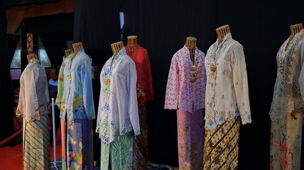 Close up of a baju kebaya, traditional Indonesia dress for woman.