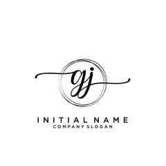 GJ Beauty vector initial logo, handwriting logo.