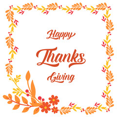 Design cute autumn leaves frame, for handwritten text of thanksgiving. Vector