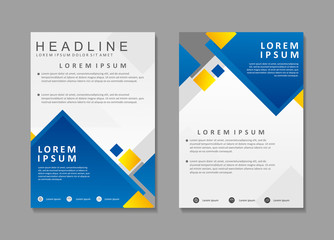 Modern brochure template design with blue, yellow and white color 