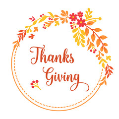 Banner thanksgiving, with abstract autumn leaves frame. Vector