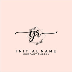 GR Beauty vector initial logo, handwriting logo.