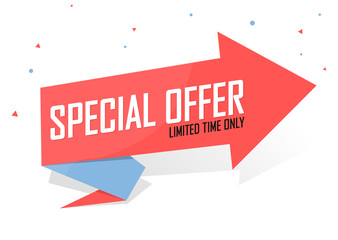 Special Offer, sale tag design template, discount banner, vector illustration