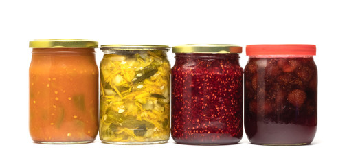  jars of canned food isolate