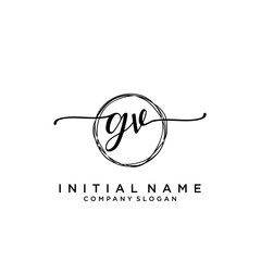 GV Beauty vector initial logo, handwriting logo.