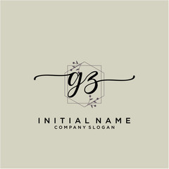 GZ Beauty vector initial logo, handwriting logo.