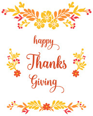 Collection of autumn leaves frame element for card lettering of thanksgiving. Vector