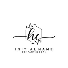 HC Beauty vector initial logo, handwriting logo.