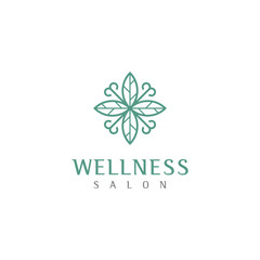 Wellness logo with a simple and clean modern design with elegant line art style for yoga massage or spa and beauty business.