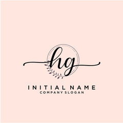 HG Beauty vector initial logo, handwriting logo.