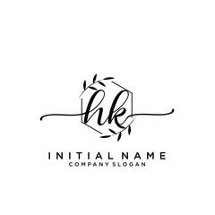 HK Beauty vector initial logo, handwriting logo.