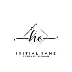 HO Beauty vector initial logo, handwriting logo.
